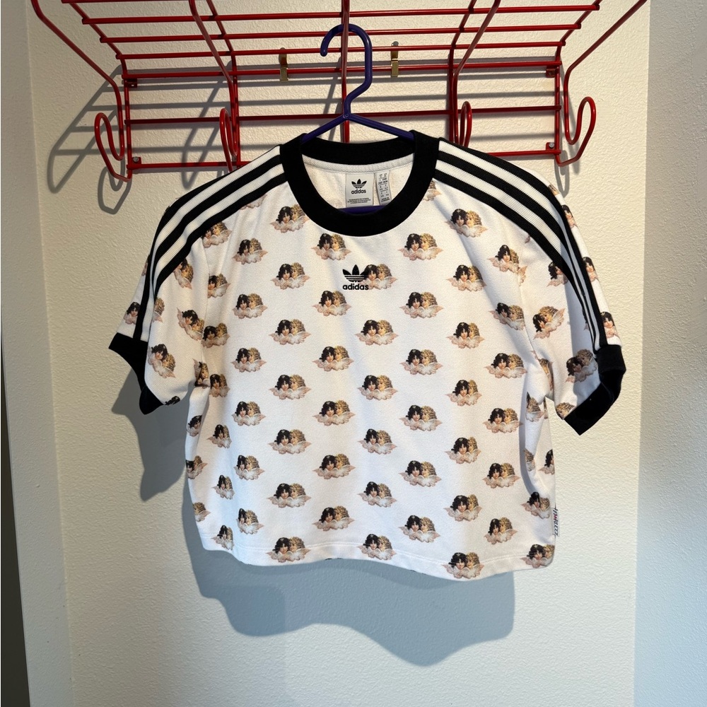 Adidas White and Black Graphic T-Shirt